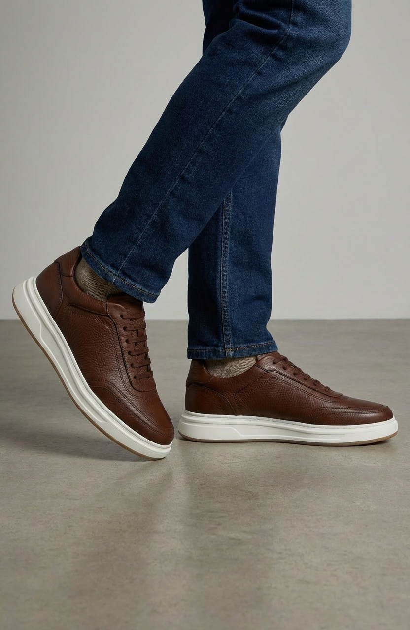 Nova Urban – Sneaker en Cuir Marron Grainé