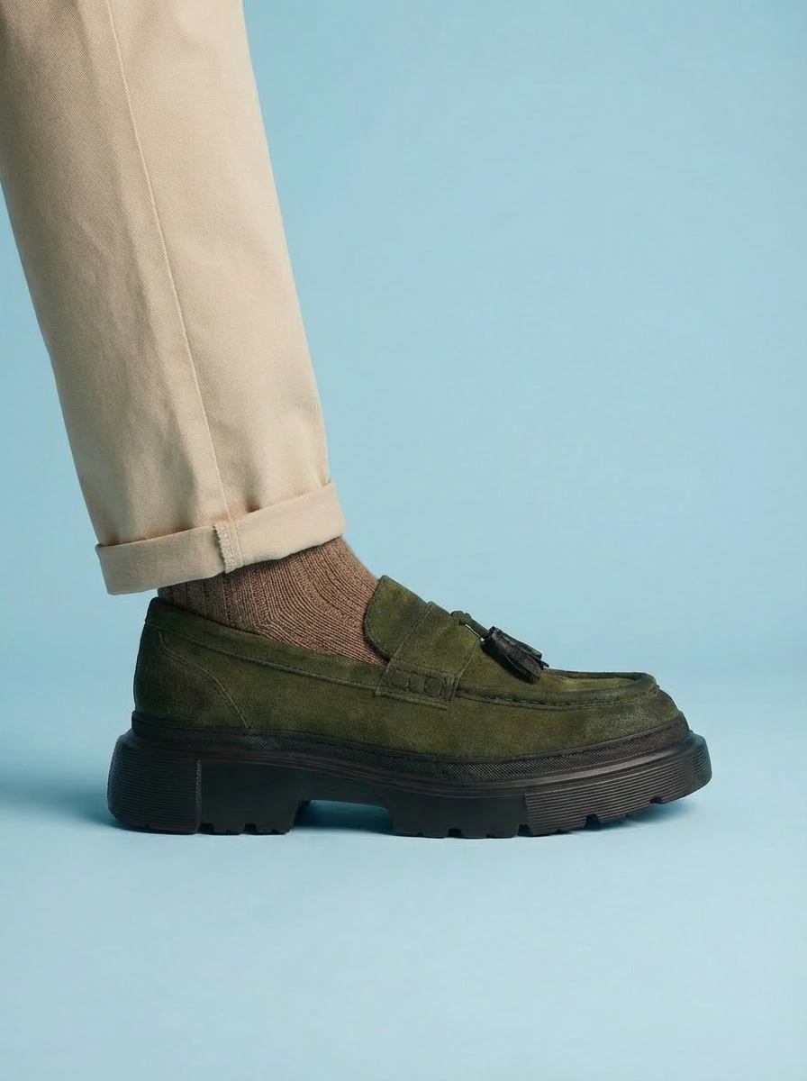 Mocassins à Pampilles en Daim Camel